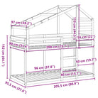 Stapelbed met bedhuis in massief grenenhout met open zijdeur in wasbruin - Bedden & bedframes