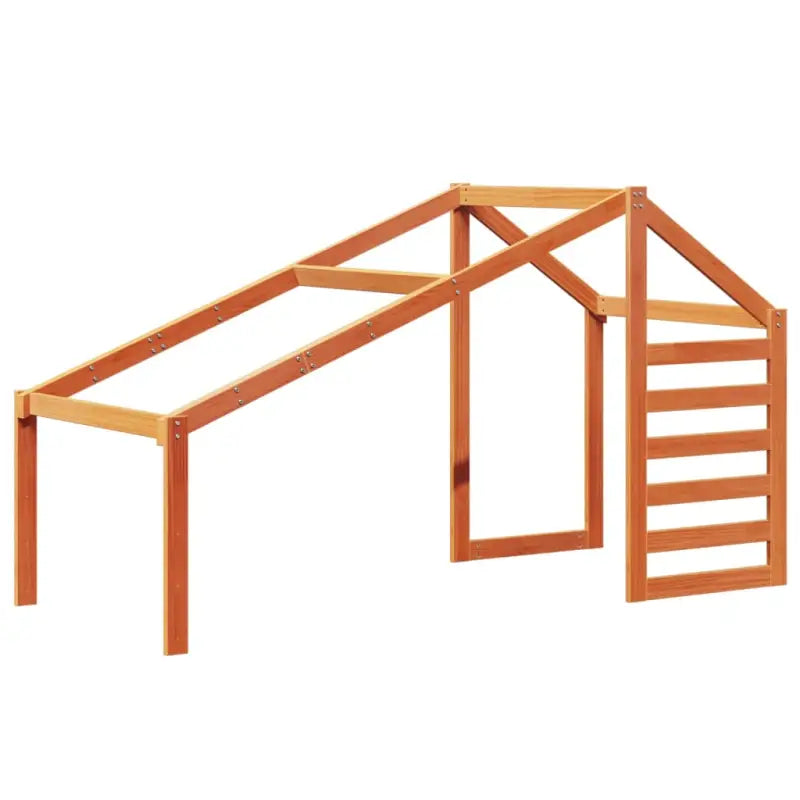 Stapelbed met bedhuis in massief grenenhout met open zijdeur in wasbruin - Bedden & bedframes