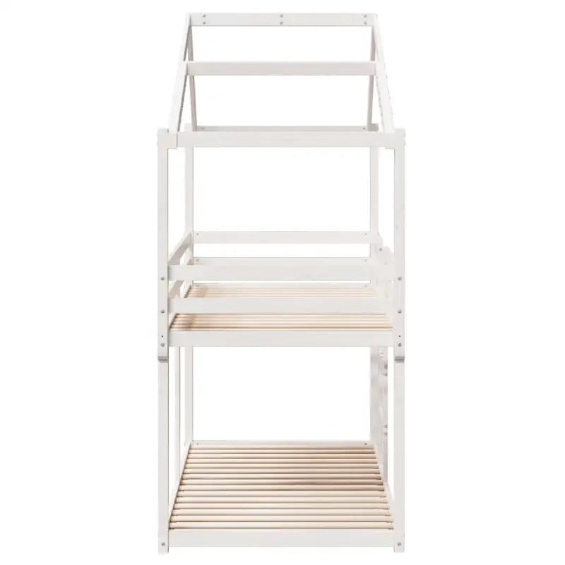 Stapelbed met bedhuis in wit materiaal en massief grenenhout - Bedden & bedframes