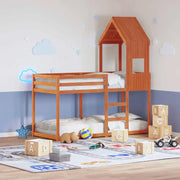 Stapelbed met bedhuis van massief grenenhout en multiplex lattenbodem - Bedden & bedframes