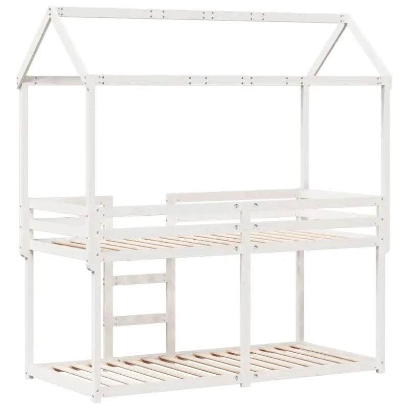 Stapelbed met bedhuis van massief grenenhout en open zijdeur - Bedden & bedframes