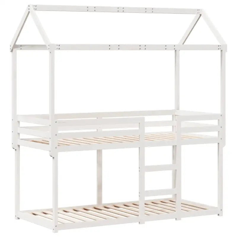 Stapelbed met bedhuis van massief grenenhout en open zijdeur - Bedden & bedframes
