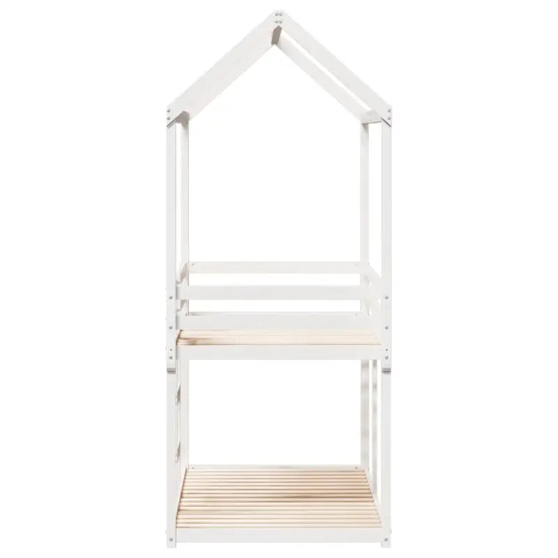 Stapelbed met bedhuis van massief grenenhout en open zijdeur - Bedden & bedframes