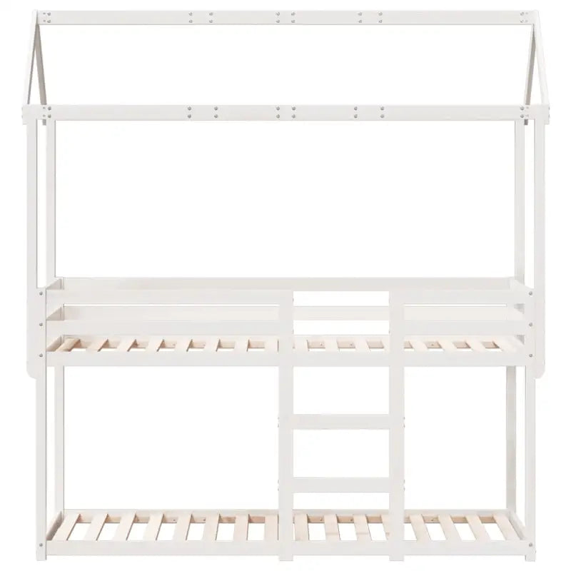 Stapelbed met bedhuis van massief grenenhout en open zijdeur - Bedden & bedframes