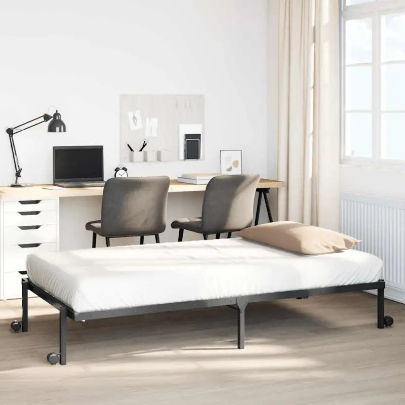 Stevig bedframe met extra opbergruimte en tijdloos design - Zwart / 100 x 200 cm - Bedden & bedframes