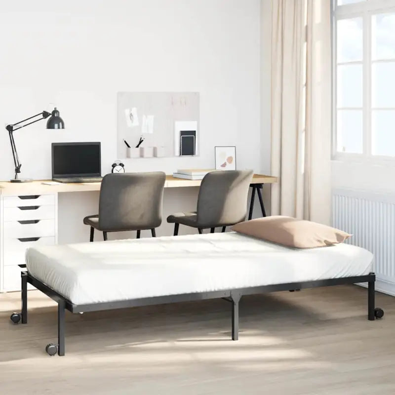 Stevig bedframe met extra opbergruimte en tijdloos design - Zwart / 75 x 190 cm - Bedden & bedframes