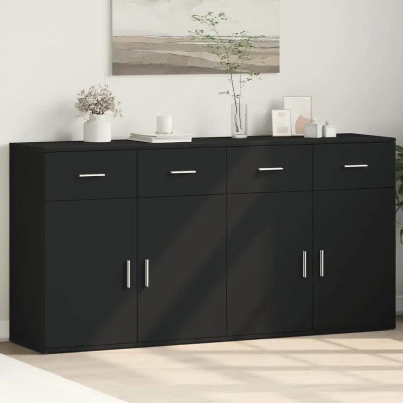 Stevige Dressoirs met bewerkt hout voor een trendy en praktische uitstraling - Zwart / 1 - Dressoirs & buffetkasten