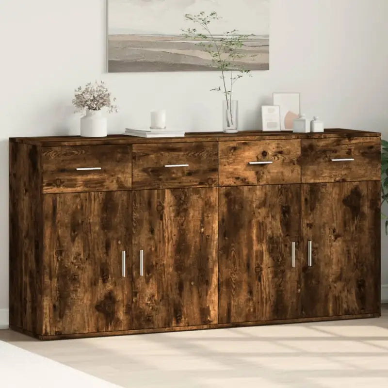 Stevige Dressoirs met bewerkt hout voor een trendy en praktische uitstraling - Gerookt eiken / 1 - Dressoirs &