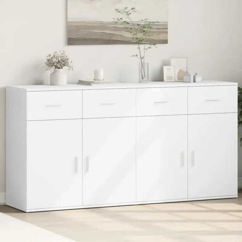 Stevige Dressoirs met bewerkt hout voor een trendy en praktische uitstraling - Wit / 1 - Dressoirs & buffetkasten