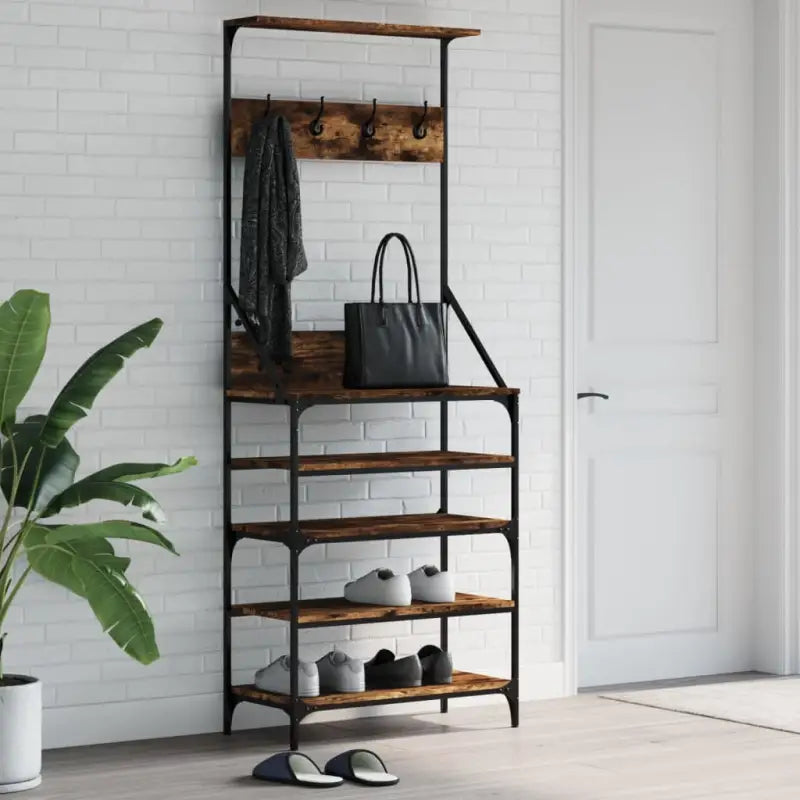 Stevige houten kledingrek voor een opgeruimde kast - Gerookt eiken / 70 x 34 x 184 cm / 1 - Kledingrekken &