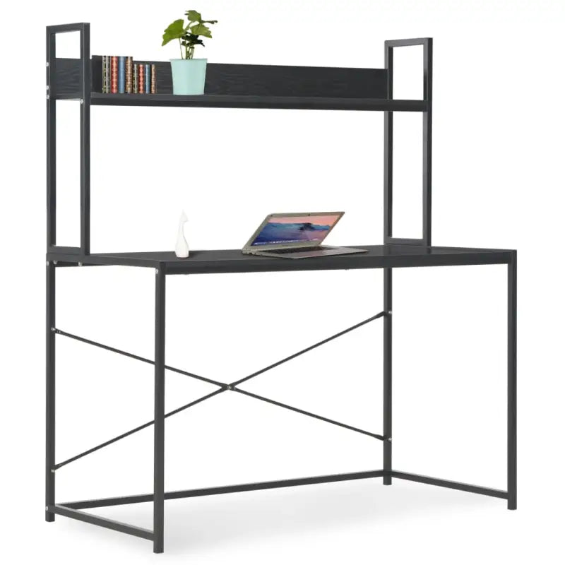 Stijlvol computerbureau met gepoedercoat metaal en groot werkgebied - Zwart / Bureau met boekenplank - Bureaus