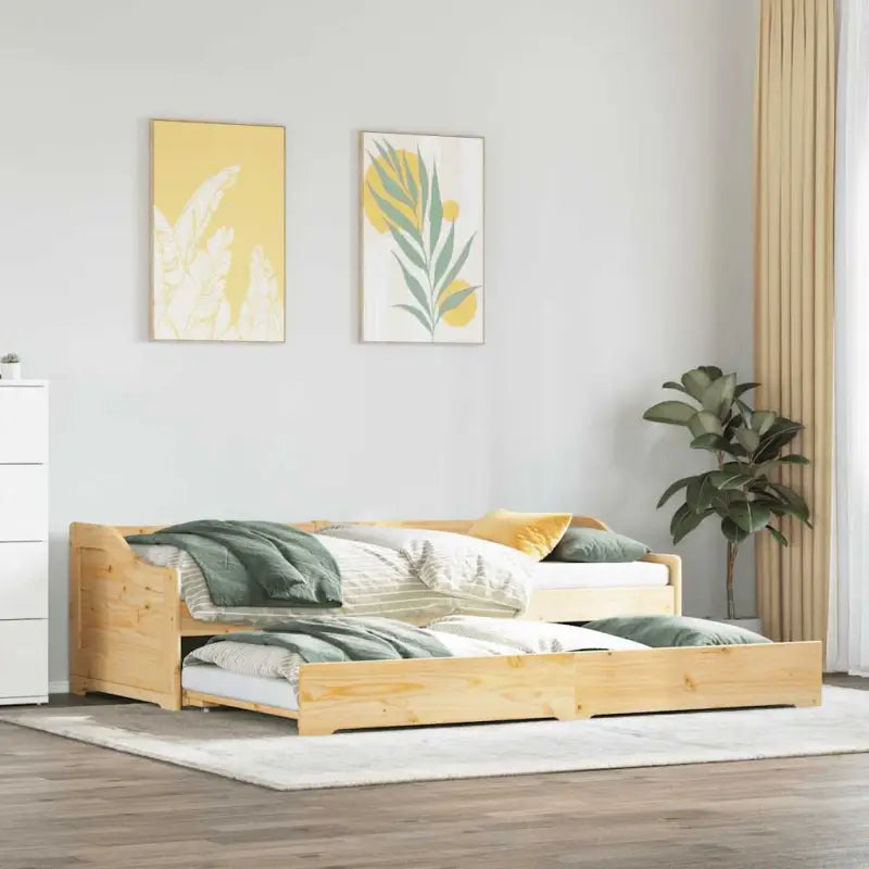 Stijlvol daybed van massief grenenhout met opbergruimte - Bruin - Bedden & bedframes