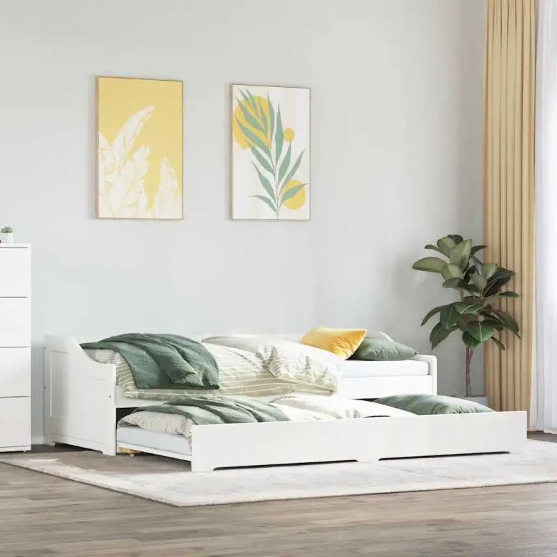 Stijlvol daybed van massief grenenhout met opbergruimte - Wit - Bedden & bedframes