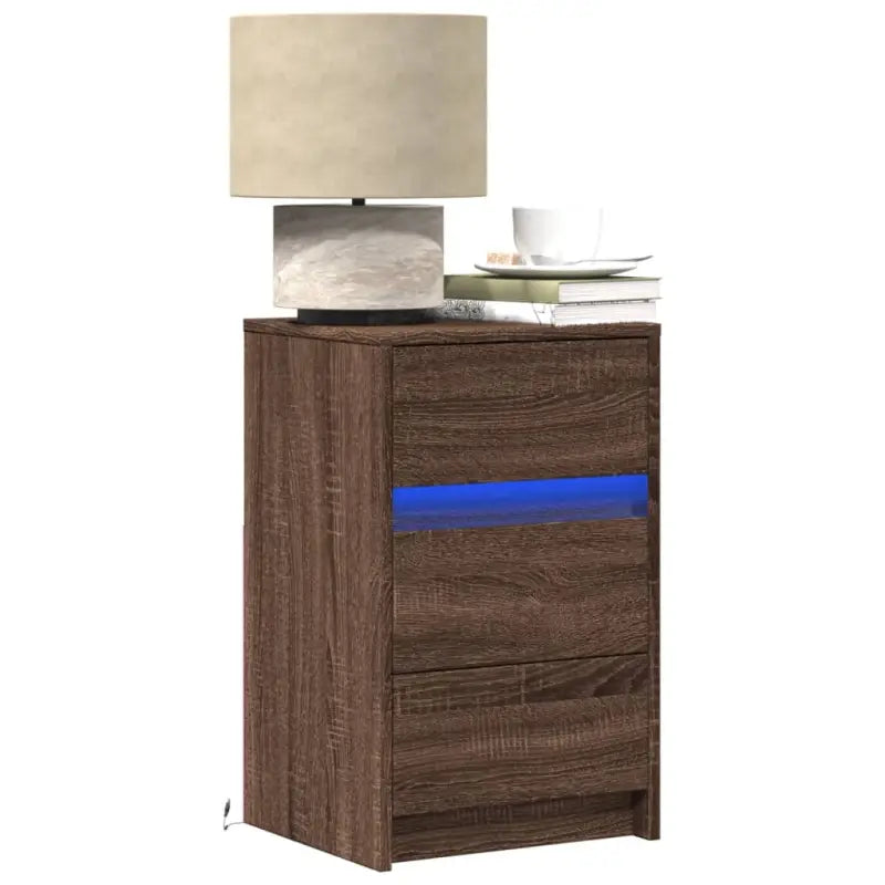 Stijlvol nachtkastje gemakkelijk te plaatsen met bewerkt hout en duurzaamheid - bruin eikenkleur / 1 - Nachtkastjes