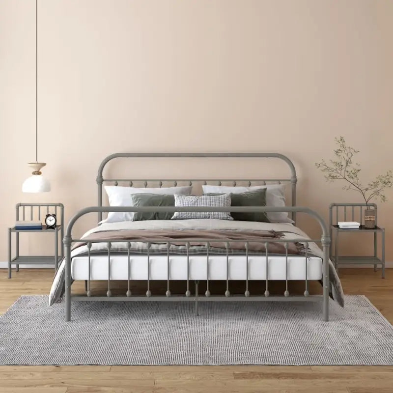 Stijlvol Nachtkastje met Metaal Frame - Grijs en zwart / 2 - Nachtkastjes