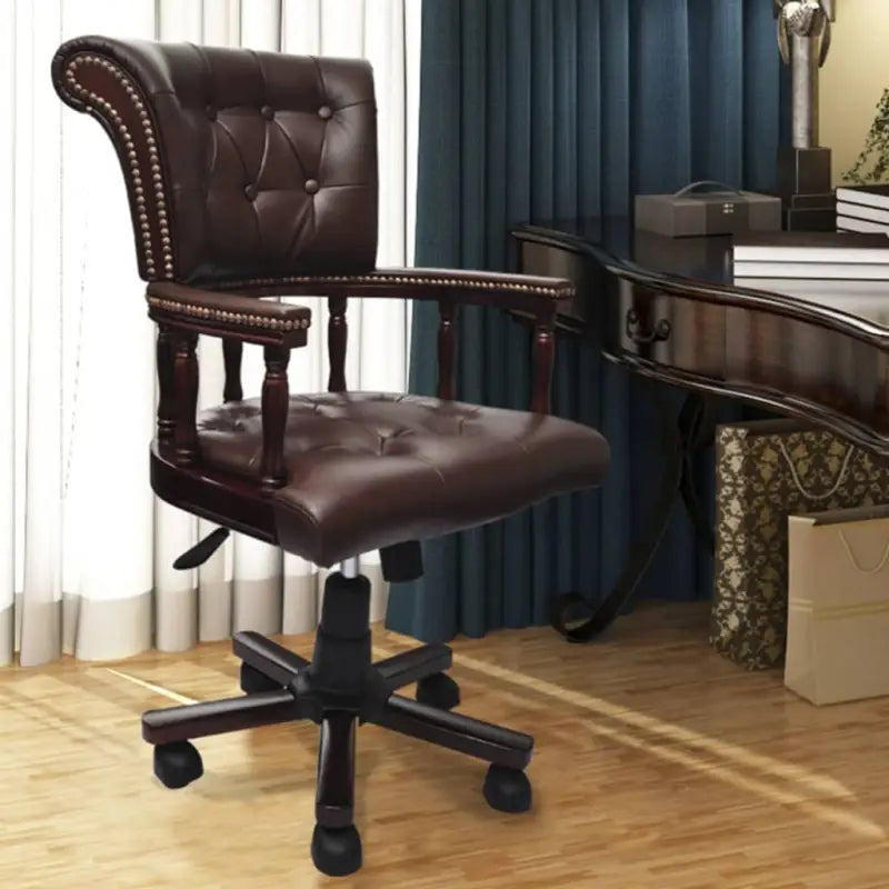 Stijlvolle bureaustoel met leren en stoffenbieding voor thuis en kantoor - Bruin / 1 - Bureaustoelen