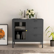 Stijlvolle dressoir met gehard glas en verstelbare schappen - Dressoirs & buffetkasten