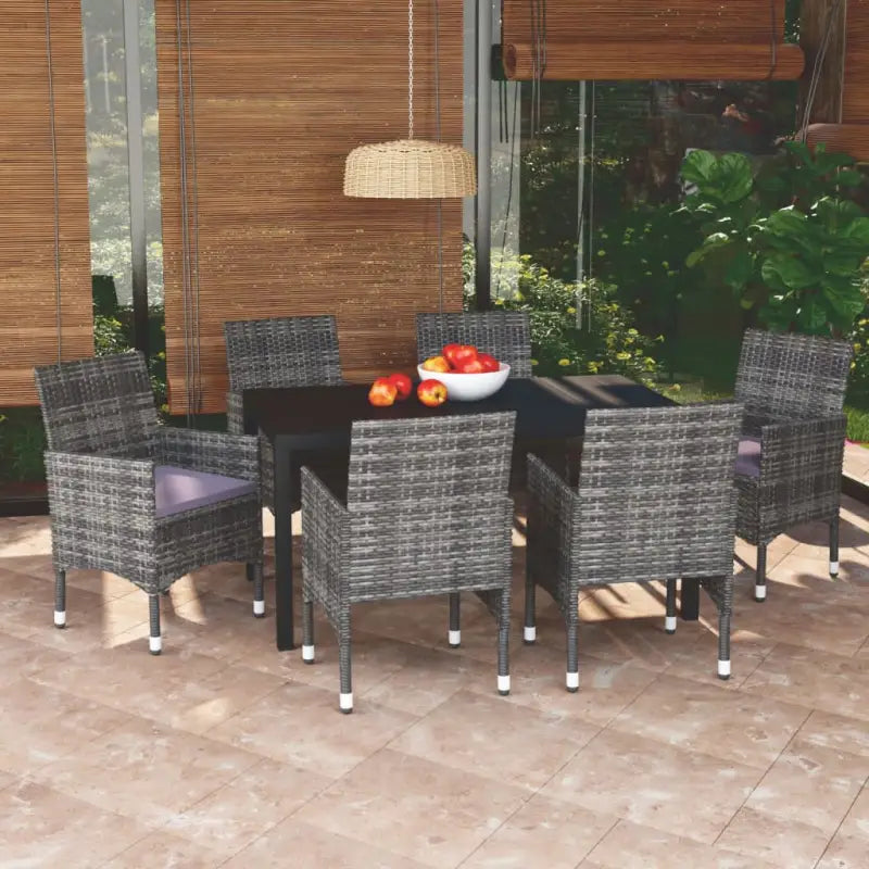 Stijlvolle en duurzame tuinset met weerbestendige rattan stoelen - Grijs / 150 cm tafellengte - Tuinsets