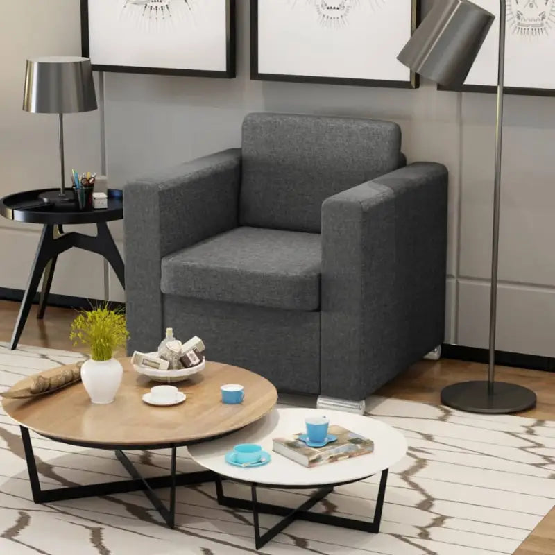 Stijlvolle fauteuil met houten frame en verchroomde poten voor elk interieur - Donkergrijs / 1 - Fauteuils &