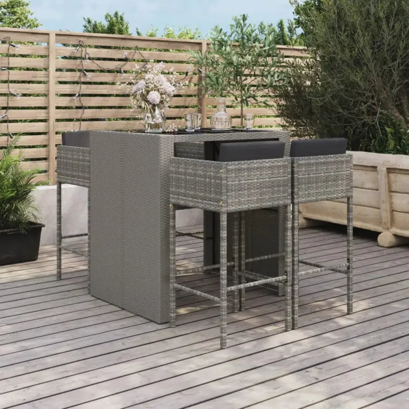 Stijlvolle poly rattan tuinbarset met eenvoudig schoon en gepoedercoat staal - Grijs - Tuinsets