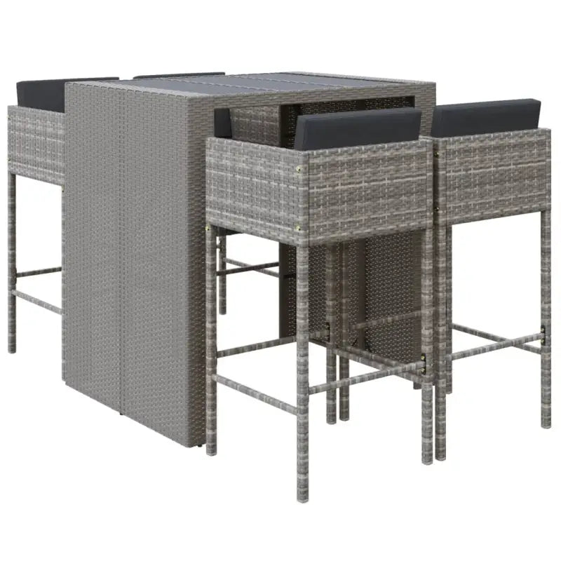 Stijlvolle poly rattan tuinbarset met eenvoudig schoon en gepoedercoat staal - Grijs - Tuinsets
