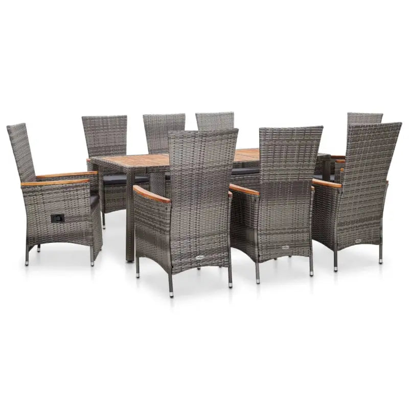 Stijlvolle poly rattan tuinset met gepoedercoate stalen frame en comfortabele stoelen - Grijs - Tuinsets