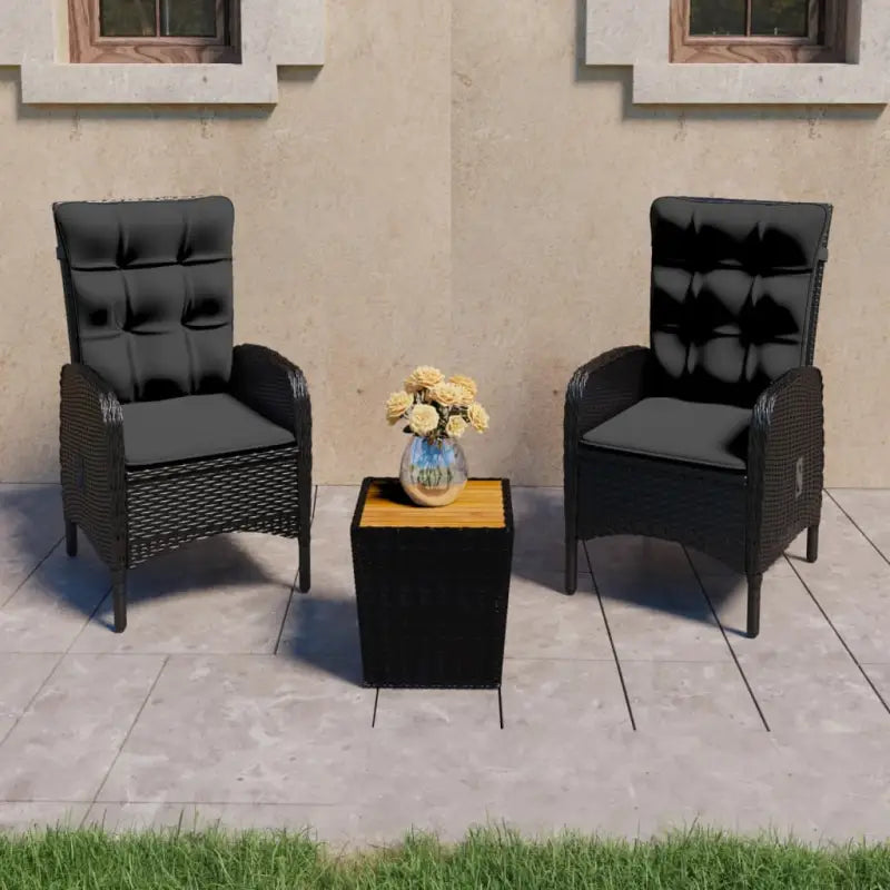 Stijlvolle poly rattan tuinset voor buiten dineren en ontspannen - Zwart en bruin - Tuinsets