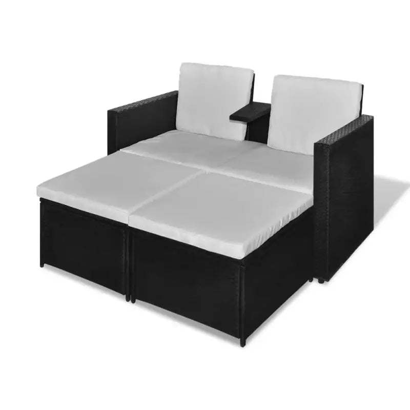 Stijlvolle Rattan Tuinset met Tweepersoons Ligbed en Voetenbank - Tuinsets