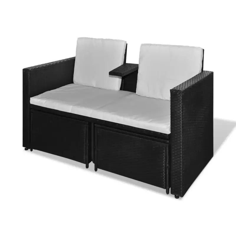 Stijlvolle Rattan Tuinset met Tweepersoons Ligbed en Voetenbank - Tuinsets