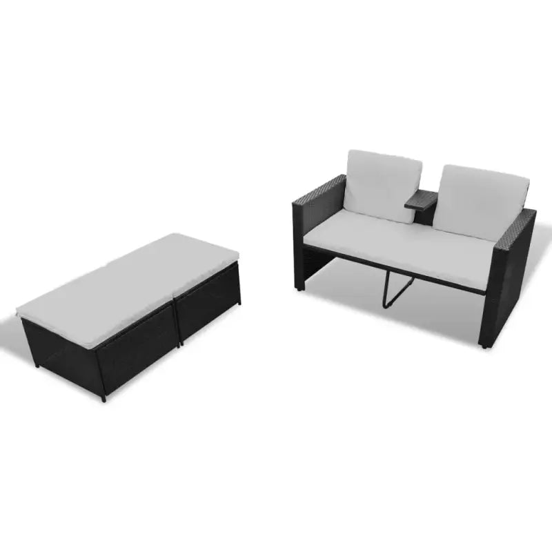 Stijlvolle Rattan Tuinset met Tweepersoons Ligbed en Voetenbank - Tuinsets