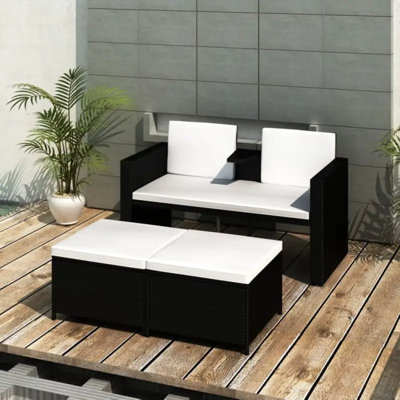 Stijlvolle Rattan Tuinset met Tweepersoons Ligbed en Voetenbank - Tuinsets