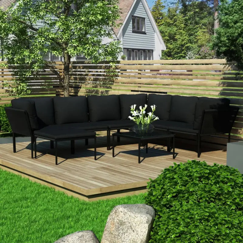 Stijlvolle tuinloungeset voor het hele jaar door gebruik - 3x hoek + 3x midden + voetensteun + Tafel - Tuinsets