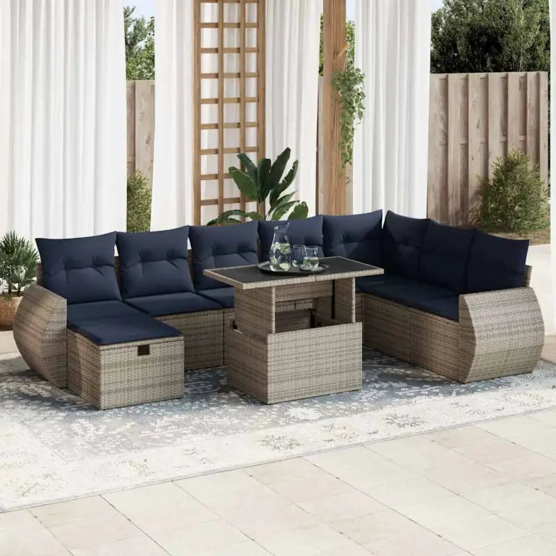 Stijlvolle tuinset met waterdichte tas en grijs gepoedercoat staal - Grijs / met opbergruimte - Tuinsets