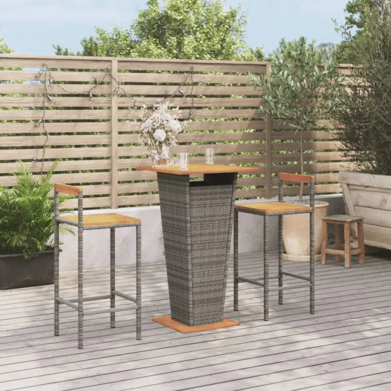Stijlvolle tuinset van massief acaciahout en poly rattan met aangename uitstraling - Grijs - Tuinsets