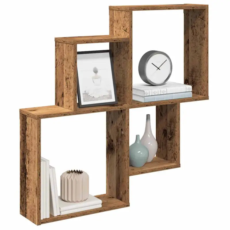Stijlvolle wandplank van bewerkt hout voor organisatie en decoratie - Oud hout / 1 - Wandplanken