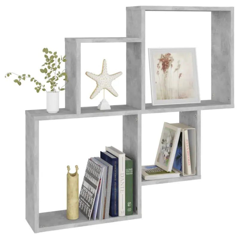 Stijlvolle wandplank van bewerkt hout voor organisatie en decoratie - Betongrijs / 1 - Wandplanken