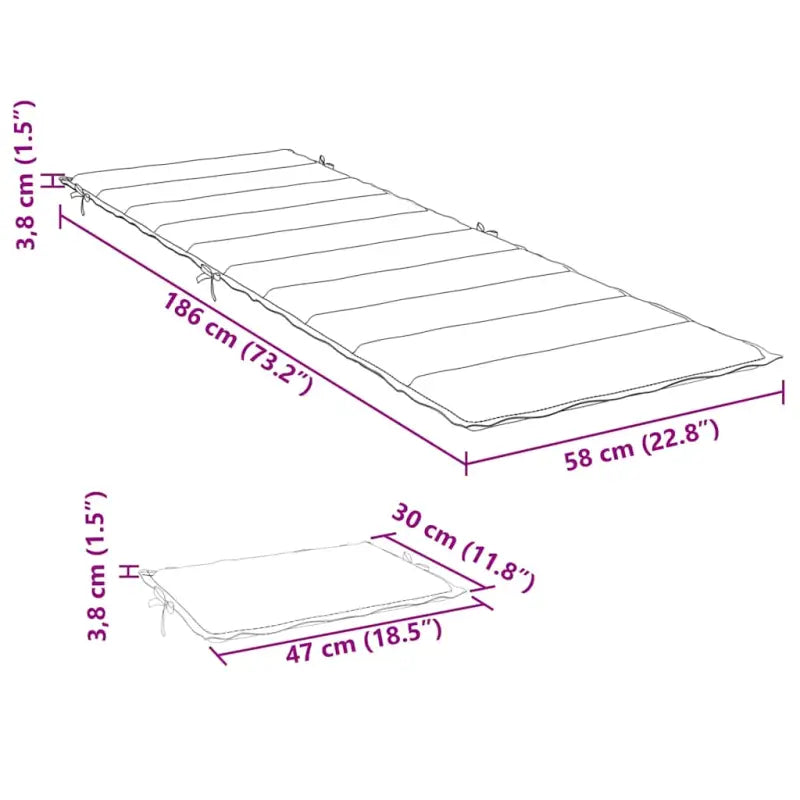 Stoelkussen voor frisse uitstraling en oorspronkelijke vorm 186x58x4 cm - antraciet mix / 1 - Stoelkussens