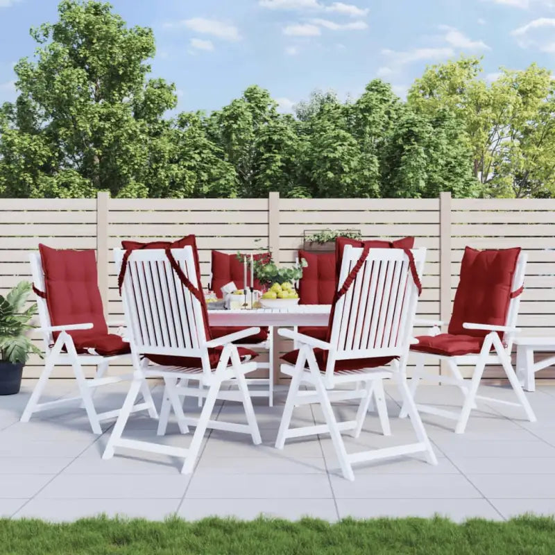 Stoelkussens met hoge rug van oxford stof voor een frisse uitstraling - Wijnrood / 6 / with 2 elastic straps