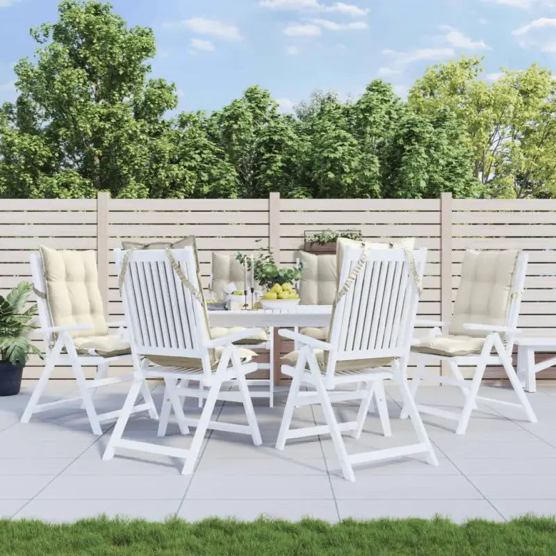 Stoelkussens met hoge rug van oxford stof voor een frisse uitstraling - Crème / 6 / with 2 elastic straps - Stoelkussens