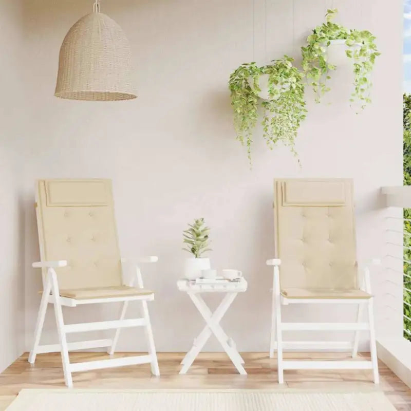 Stoelkussens met hoge rug van oxford stof voor frisse uitstraling - Beige / 2 - Stoelkussens
