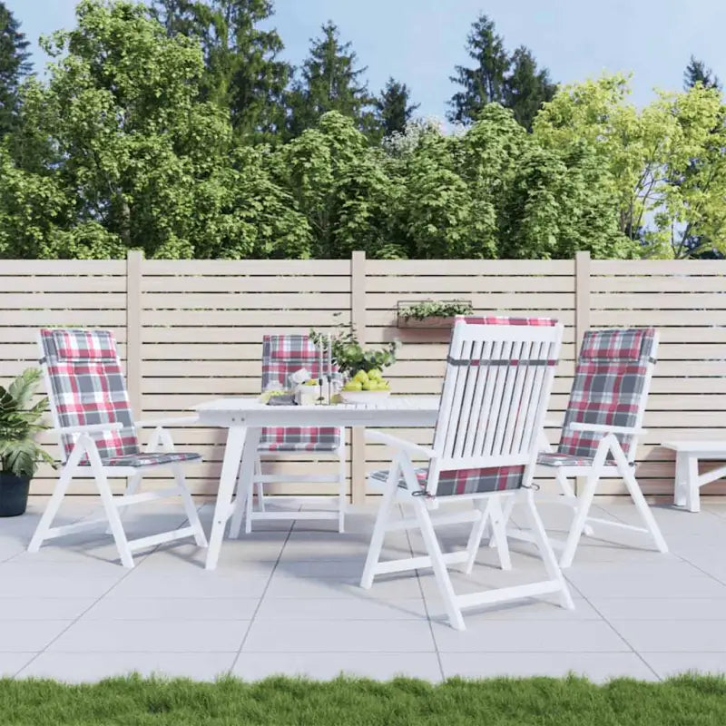 Stoelkussens met hoge rug van oxford stof voor frisse uitstraling - Rood ruitpatroon / 4 - Stoelkussens