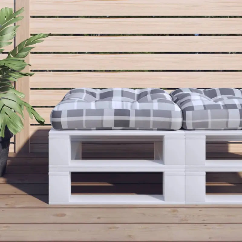 Stoelkussens van oxford stof voor een frisse uitstraling met holle vezel - Grijs ruitpatroon / 1 - Stoelkussens