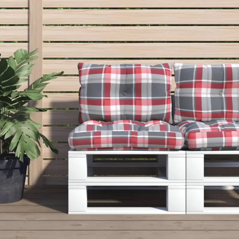 Stoelkussens van oxford stof voor een frisse uitstraling met holle vezel - Rood ruitpatroon / 2 - Stoelkussens