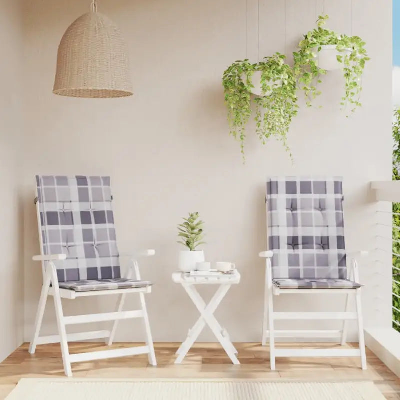 Stoelkussens voor een frisse uitstraling en behouden oorspronkelijke vorm - Grijs ruitpatroon / 120 x 50 x 3 cm / 2