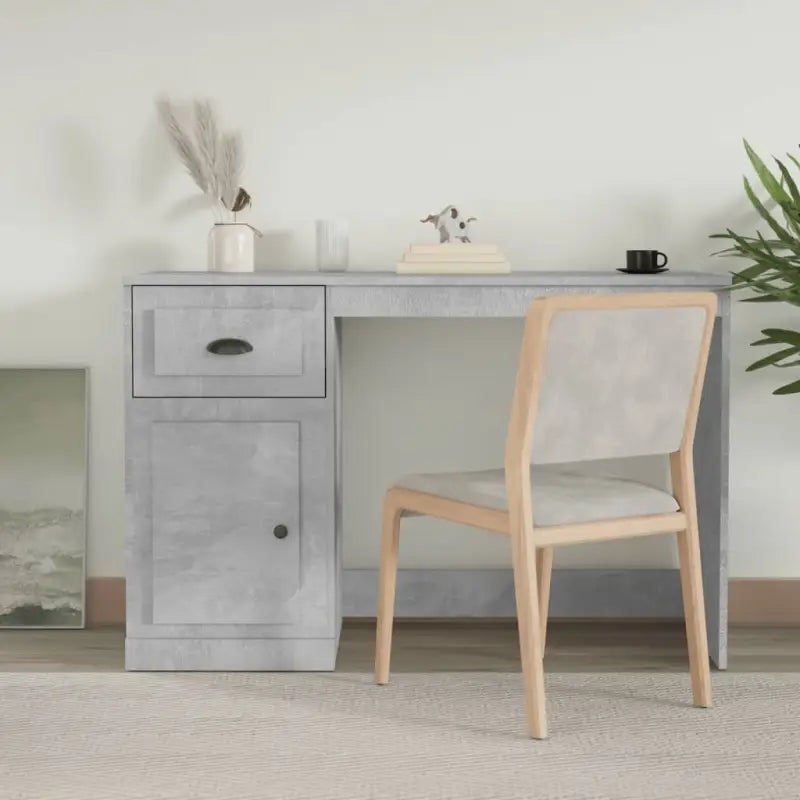 Strak bureau van bewerkt hout met moderne en elegante uitstraling - Betongrijs - Bureaus