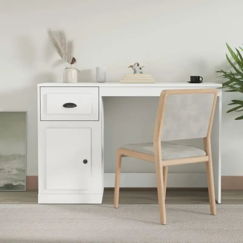 Strak bureau van bewerkt hout met moderne en elegante uitstraling - Wit - Bureaus