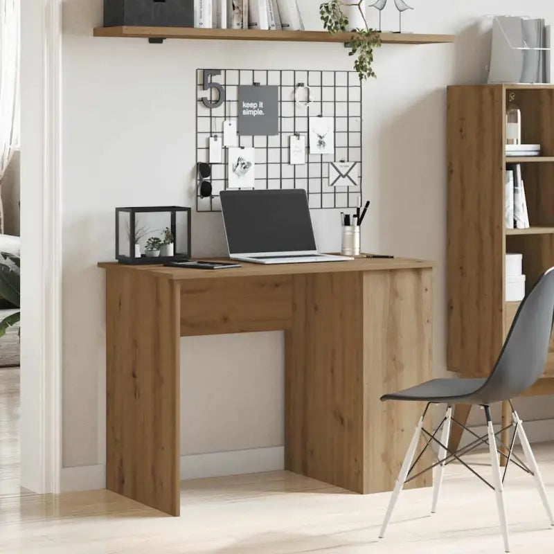Strak en modern bureau met schappen van bewerkt hout - artisanaal eikenkleurig - Bureaus