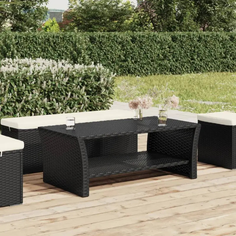 Strakke salontafel van poly rattan voor tuin of terras - Zwart / 1 - Salontafels