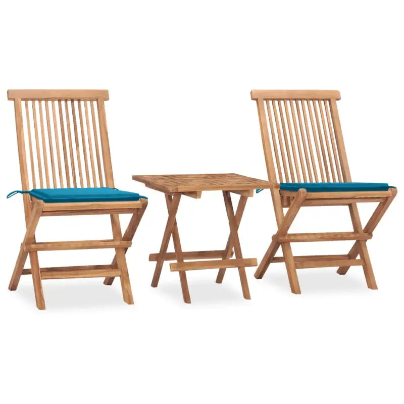 Teakhouten tuinset met fijn geschuurd afmetingen tafel en stoel - Blauw - Tuinsets