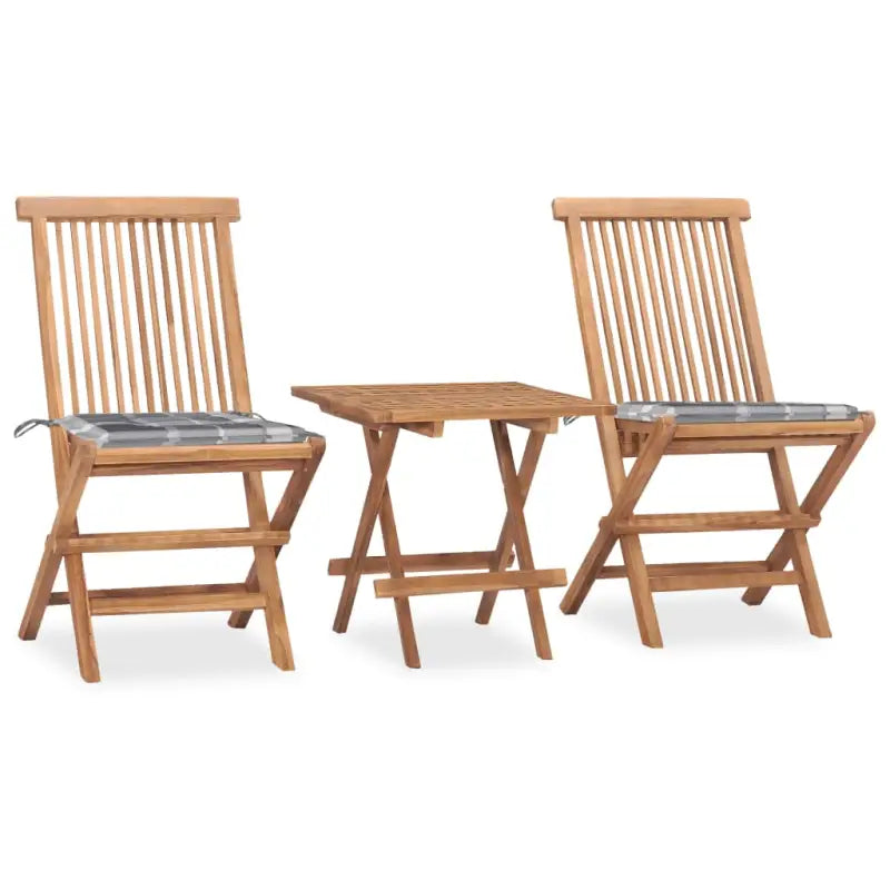 Teakhouten tuinset met fijn geschuurd afmetingen tafel en stoel - Grijs ruitpatroon - Tuinsets